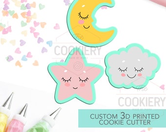 Star, Moon, Cloud Mini Cookie Cutter Set - Mini Cookie Cutters - 3D Printed Cookie Cutter - TCK21100 - Set of 3