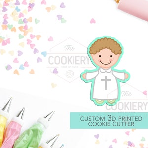 First Communion Boy Cookie Cutter- Baptism Cookie Cutter -  3D Printed Cutter - TCK54111