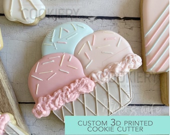Ice Cream Sundae Cookie Uitsteker - Verjaardagskoekjes Uitsteker - 3D-geprinte Uitsteker - TCK88195
