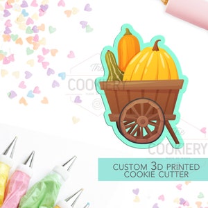 Pumpkin Harvest Cookie Cutter - Cart of Pumpkins - Thanksgiving Cookie Cutter -  Halloween Cutter - 3D Printed Cookie Cutter - TCK82111