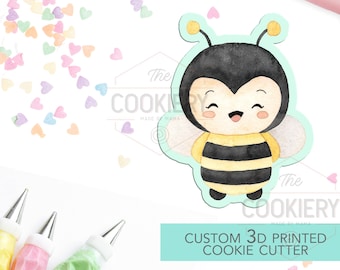 Schattige BumbleBee-koekjesvorm, Spring Bee-koekjesvorm - 3D-geprinte koekjesvorm - TCK48176