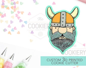Viking Cookie Cutter-  Viking Head Cookie Cutter - 3D Printed Cookie Cutter - TCK81101