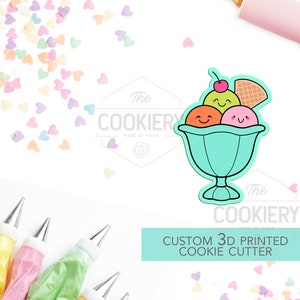 Ice Cream Sundae Cookie Cutter - Ice Cream Cookie - 3D Printed Cookie Cutter - TCK22128
