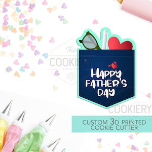 Happy Father&#39;s Day Pocket Cookie Cutter - Father&#39;s Day Cookie Cutter - Coffee Mug Cookie Cutter -  3D Printed Cookie Cutter - TCK19112