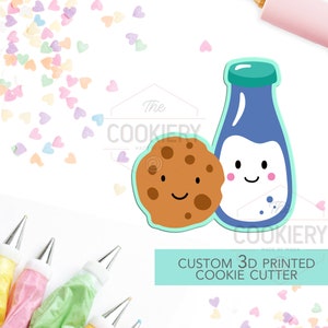 Milk and Cookies Cookie Cutter - We go Together Like Valentine&#39;s Day Cookie Cutter - 3D Printed Cookie Cutter - TCK44114