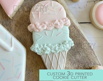 Ice Cream Cone Cookie Cutter -  Birthday Cookie Cutter -   3D Printed Cookie Cutter - TCK88194