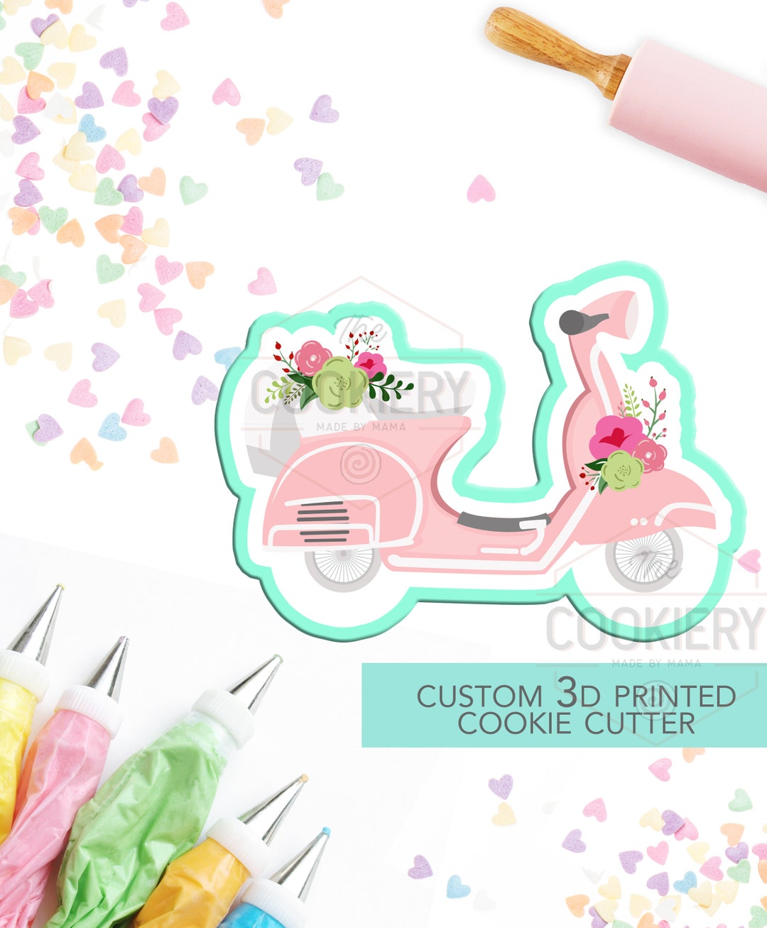 その他 Scott Putting Disc-Cookie Cutter Bicycle With Basket of Flowers Cookie Cutter - Bicycle