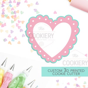 Scalloped Heart Cookie Cutter -  Valentine&#39;s Day Cookie Cutter - 3D Printed Cookie Cutter - TCK47162