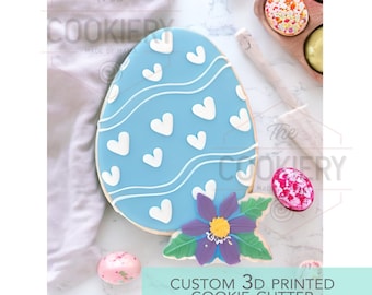Floral Easter Egg Cookie Cutter, Easter Bunny Cutter, 3D Printed Cookie Cutter - TCK13205