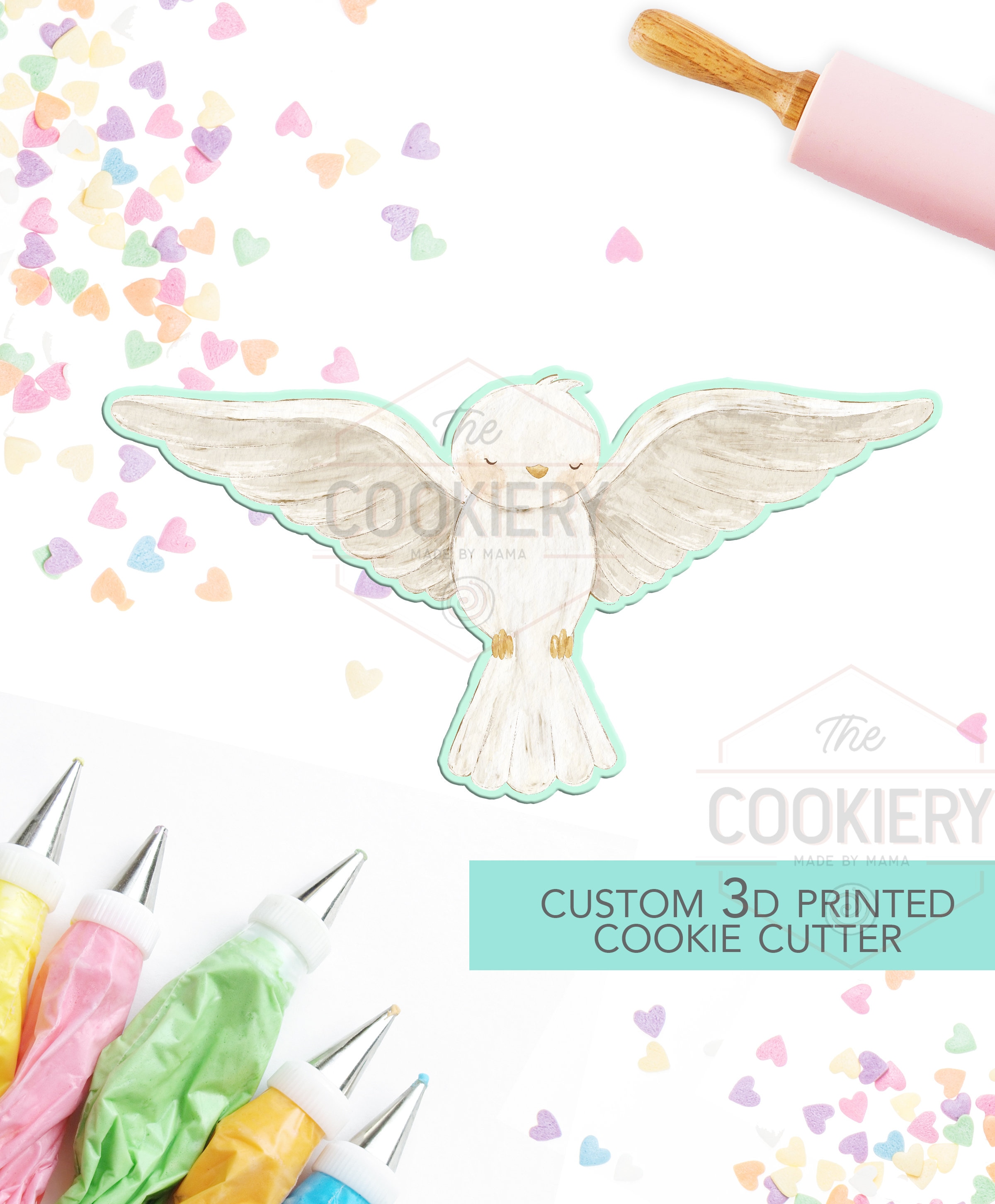 Baptism Dove Cookie Cutter, Christening Dove Cutter, Peace Dove Cookie Cutter- 3D Printed Cookie Cutter - TCK54115