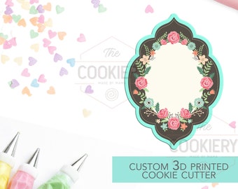 Cortador de galletas con forma de placa - Cortador de galletas con marco vintage - Cortador de galletas impreso en 3D - TCK36144