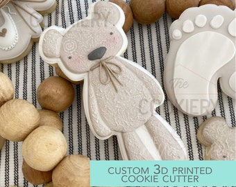 Großer dünner Teddybär-Ausstechform - Baby-Bär-Plätzchen, Baby-Dusche-Plätzchen - 3D gedruckter Ausstechform - TCK32151