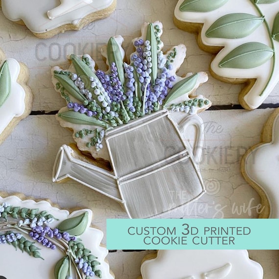 Watering Can with Flowers Cookie Cutter, Gardening Cookie Cutter - 3D Printed Cookie Cutter - TCK48164