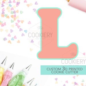 Cortador de galletas con letras del alfabeto - Cortador de galletas con letras en bloque - Cortador de galletas con letras L - Cortador de impresora 3D - TCK46167