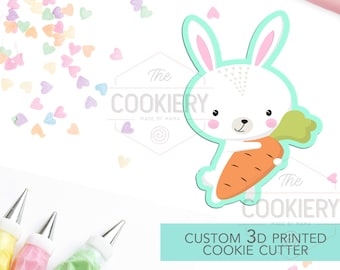 Easter Bunny with Carrot - Easter Cookie Cutter -  3D Printed Cookie Cutter - TCK12130