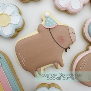 Capybara with Birthday Hat Cookie Cutter -  Birthday Party Capybara Cookie Cutter -   3D Printed Cookie Cutter - TCK68130