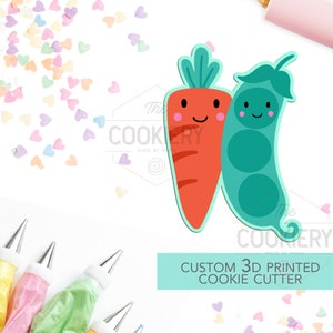 Peas and Carrots Cookie Cutter - We go Together Like Valentine&#39;s Day Cookie Cutter - 3D Printed Cookie Cutter - TCK44111
