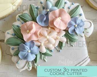 Cortador de galletas con forma de cubo floral - Cortador de galletas de primavera - Cortador de galletas impreso en 3D - TCK88103