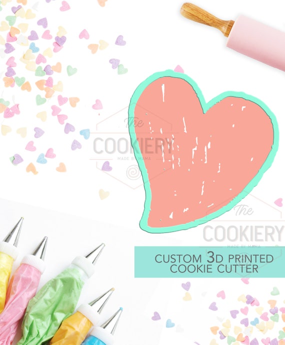 Hand Drawn Heart Cookie Cutter -  Uneven Heart Valentine's Day Cookie Cutter - 3D Printed Cookie Cutter - TCK44103