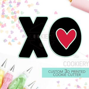 XOXO with Heart Cut Out - 2 PC Set  - Valentine&#39;s Day Cookie Cutters  - 3D Printed Cookie Cutter - TCK47130