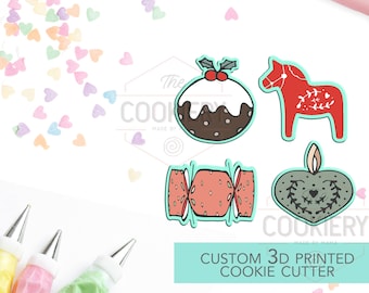 Mini Christmas Elements Set - Mini Christmas Cookie Cutters - Winter Cookie cutters - 3D Printed Cookie Cutter - TCK87128 - Set of 4