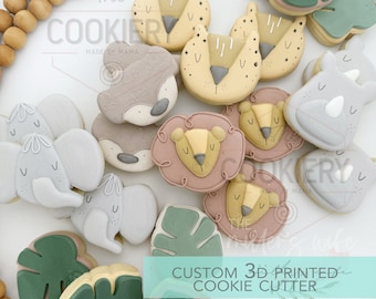 Safari Animals Mini Cookie Cutter  Set-  3D Printed Cookie Cutter -  Set of  6- TCK89184