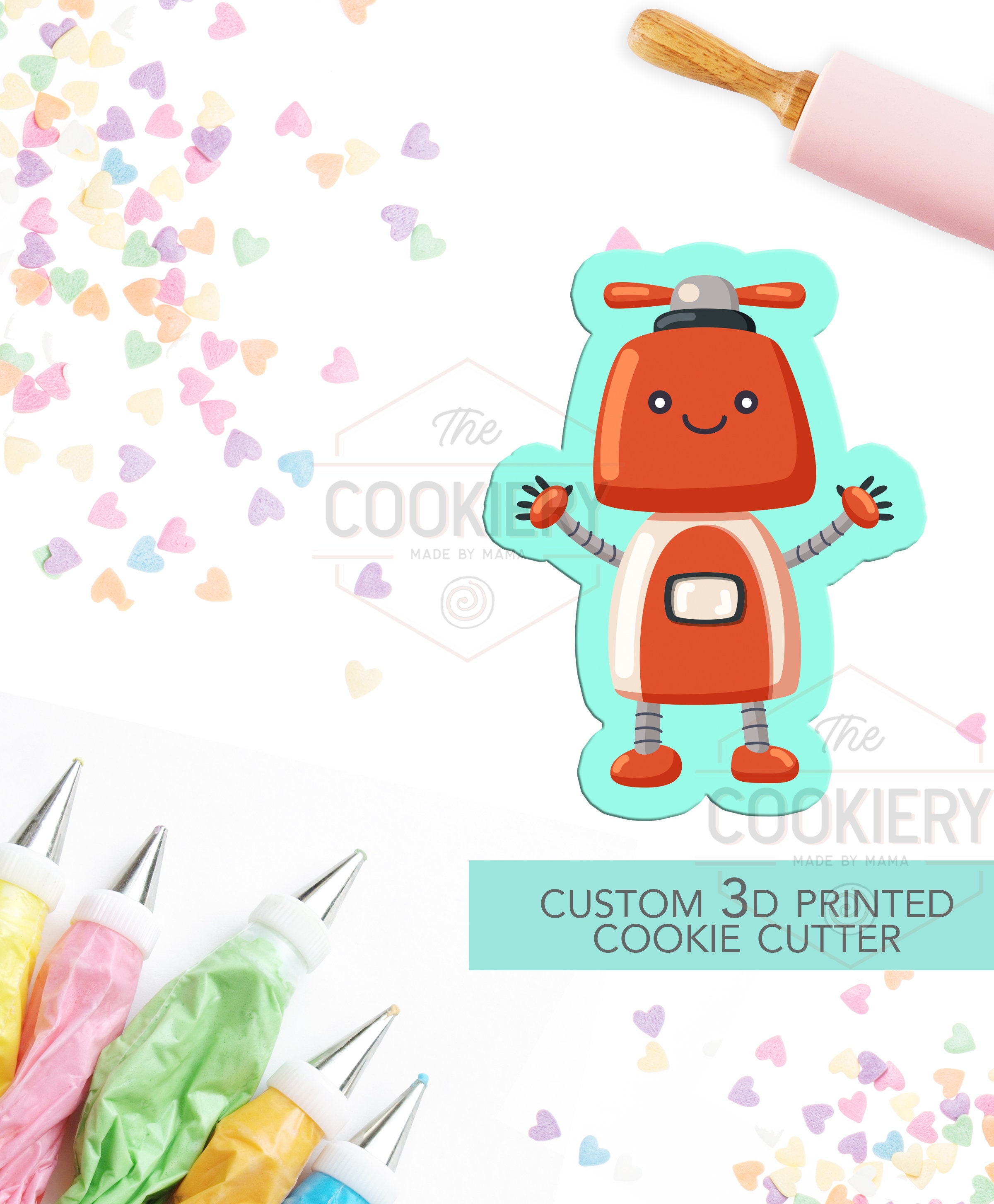 Robot Cookie Cutter - Cute Robot Cutter - 3D Printed Cookie Cutter ...