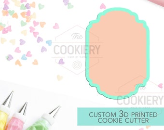 Cortador de galletas con forma de placa - Cortador de galletas con marco vintage - Cortador de galletas impreso en 3D - TCK36135