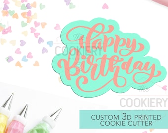 Cortador de galletas de feliz cumpleaños, Galleta de cumpleaños - Cortador de galletas impreso en 3D - Plantilla y cortador TCK23135