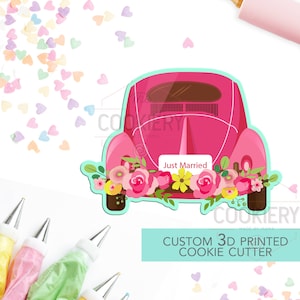 Just Married car cookie cutter - Wedding Car - Bride & Groom Cookie  - 3D Printed Cookie Cutter - TCK26135