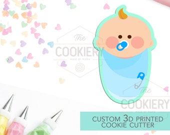 Swaddled Baby Cookie Cutter, Baby Boy Cookie,  Baby Shower Cookie - 3D Printed Cookie Cutter - TCK32133