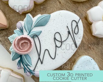 Floral Oval Plaque Cookie Cutter - Easter Spring Cookie Cutter -  3D Printed Cookie Cutter - TCK13176