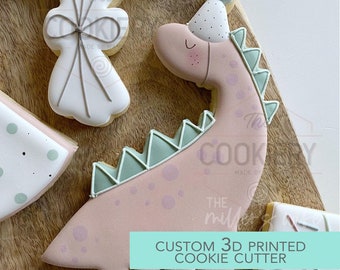 Party Dinosaur Cookie Cutter - Cute Dino Cookie Cutter -  3D Printed Cookie Cutter - TCK88304