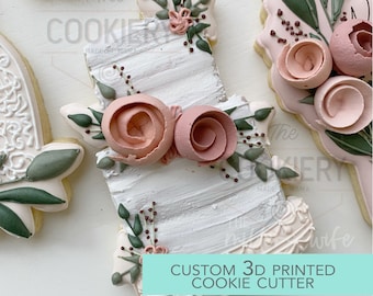 Floral Tiered Cake Cookie Cutter- Wedding Plaque Cookie Cutter - 3D Printed Cookie Cutter - TCK89103