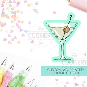 Martini with Olive Cookie Cutter - Summer Drink Cutter - Cocktail Cookie cutter - 3D Printed Cookie Cutter - TCK22153