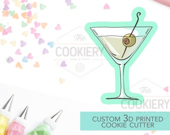 Tagliabiscotti a forma di Martini con olive - Tagliabiscotti per bevande estive - Tagliabiscotti per cocktail - Tagliabiscotti stampato in 3D - TCK22153