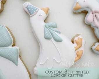Silly Goose Sitting with Bow and Birthday Hat -  Goose Birthday Cookie Cutter -   3D Printed Cookie Cutter - TCK34216