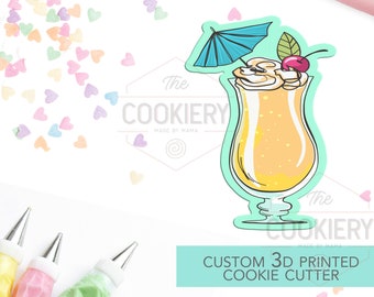 Tagliabiscotti a forma di cocktail estivo - Tagliabiscotti a forma di bevanda estiva - Tagliabiscotti a forma di piña colada - Tagliabiscotti stampato in 3D - TCK22155
