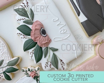 Cortador de galletas de placa floral larga - Cortador de galletas de placa de boda - Cortador de galletas impreso en 3D - TCK89100