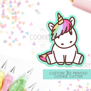 Sitting Unicorn Cookie Cutter - Cute Unicorn Cutter  - 3D Printed Cookie Cutter - TCK18108