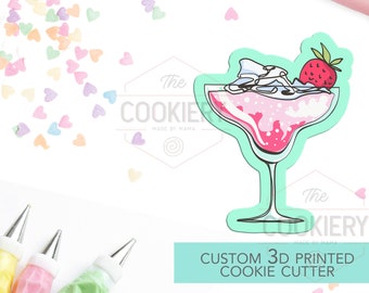 Tagliabiscotti a forma di daiquiri alla fragola - Tagliabiscotti per bevande estive - Tagliabiscotti per cocktail - Tagliabiscotti stampato in 3D - TCK22154