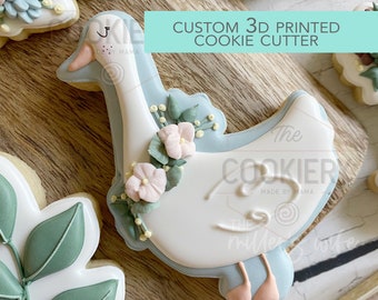 Floral Girly Goose Cookie Cutter -  Farm Animals Cookie Cutter -   3D Printed Cookie Cutter - TCK88228
