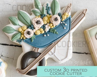 Wheelbarrow with Flowers Cookie Cutter - Gardening  Cookie Cutter -   Spring Cookie Cutter - 3D Printed Cookie Cutter - TCK85176