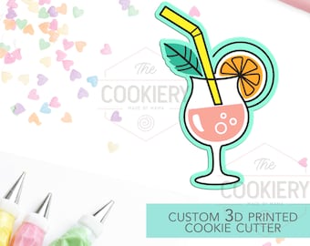 Tagliabiscotti a forma di cocktail - Tagliabiscotti a forma di bevanda da spiaggia - Tagliabiscotti stampato in 3D - TCK22123