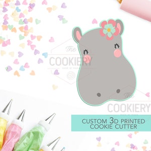 Girly Hippo Cookie Cutter - Summer Cookie Cutter  -  3D Printed Cookie Cutter - TCK29109