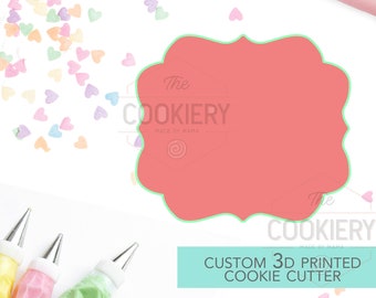 Cortador de galletas clásico con forma de placa - Cortador de galletas floral para bodas con forma de placa - Cortador de galletas impreso en 3D - TCK36180