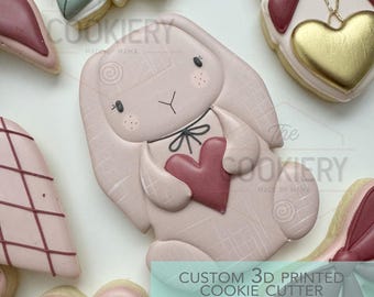 Bunny with Heart Cookie Cutter- Valentine's Day Cookie Cutter -  3D Printed Cutter - TCK47242
