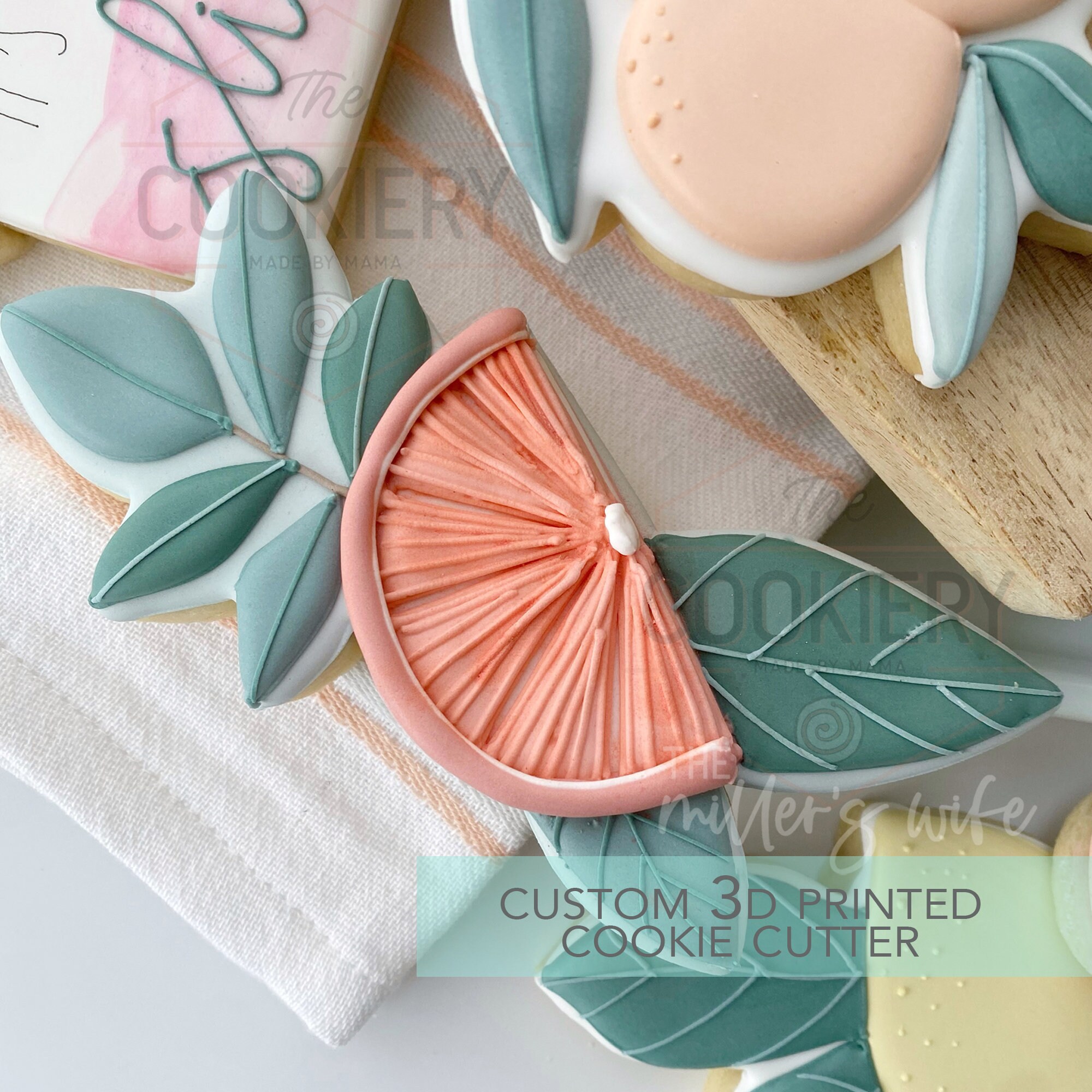 Leafy Citrus Fruit Cookie Cutter - Summer Fruits Cookie Cutter  - 3D Printed Cookie Cutter - TCK25126