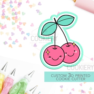 Cherries Cookie Cutter - Kawaii Cherries Cookie  Cutter -  3D Printed Cookie Cutter - TCK22112