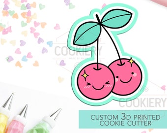 Cherries Cookie Cutter - Kawaii Cherries Cookie  Cutter -  3D Printed Cookie Cutter - TCK22112